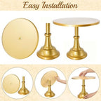 3 Pcs Metal Cake Stand Set 8/10/12 inch Gold Dessert Table Display in gold, alternate view 5