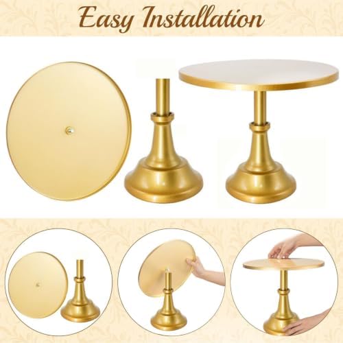 3 Pcs Metal Cake Stand Set 8/10/12 inch Gold Dessert Table Display in gold, alternate view 5