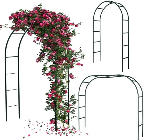 3 Pcs Metal Garden Arch Trellis Wedding Arches Pergola Arbor 7.9 Ft, Two Way Assemble, Durable Wedding Trellis