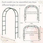 3 Pcs Metal Garden Arch Trellis Wedding Arches Pergola Arbor 7.9 Ft, Two Way Assemble, Durable Wedding Trellis, alternate