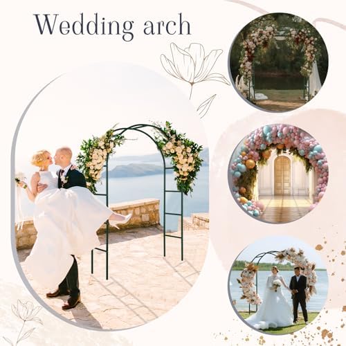 3 Pcs Metal Garden Arch Trellis Wedding Arches Pergola Arbor 7.9 Ft, Two Way Assemble, Durable Wedding Trellis, alternate