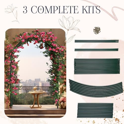 3 Pcs Metal Garden Arch Trellis Wedding Arches Pergola Arbor 7.9 Ft, Two Way Assemble, Durable Wedding Trellis, alternate