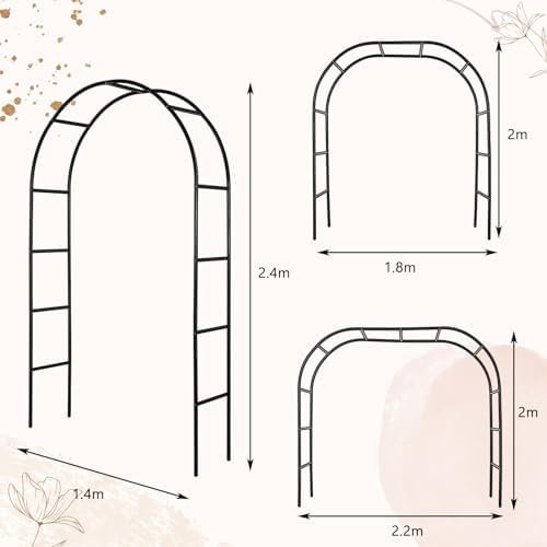 3 Pcs Metal Garden Arch Trellis Wedding Arches Pergola Arbor 7.9 Ft, Two Way Assemble, Durable Wedding Trellis, alternate