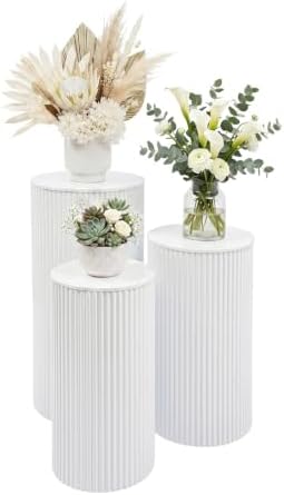 3 PCS Metal White Display Stands Pillars (3, White 1)