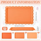 3 Pcs Orange Serving Trays Plastic Food Platters, alternate view 3