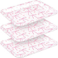 3 Pcs Pink Bow Serving Tray Bowknot Reusable Plate Dish 13" x 10" Decorative Tray Platter for Serving Food Room