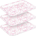 3 Pcs Pink Bow Serving Tray Bowknot Reusable Plate Dish 13" x 10" Decorative Tray Platter for Serving Food Room