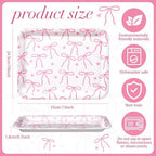3 Pcs Pink Bow Serving Tray Bowknot Reusable Plate Dish 13" x 10" Decorative Tray Platter for Serving Food Room, alternate