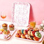 3 Pcs Pink Bow Serving Tray Bowknot Reusable Plate Dish 13" x 10" Decorative Tray Platter for Serving Food Room, alternate