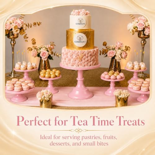 3 Pcs Pink Cake Stand Set Metal Round Pedestal Dessert Pie Pizza Display Stands 8" 10" 12" Serving Tray, alternate view 6