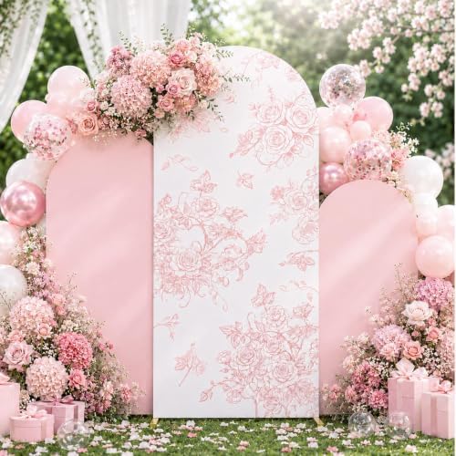 3 PCS Pink Floral Arch Covers 4ft 5ft 6ft for Wedding Party Baby Shower in Pink