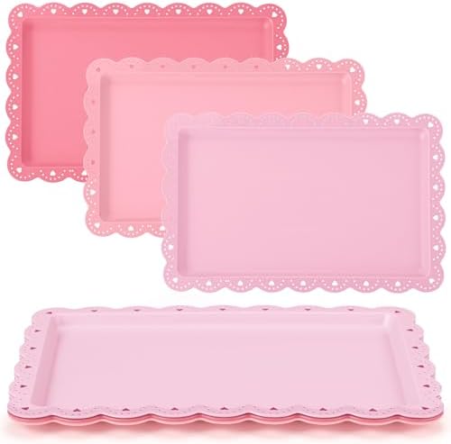 3 Pcs Pink Serving Trays Plastic Food Platters