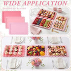 3 Pcs Pink Serving Trays Plastic Food Platters, alternate view 6
