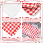3 Pcs Red Gingham Serving Trays 13 x 10 Inch Plaid Melamine Platter in 13 x 10 Inch in Red, alternate view 4