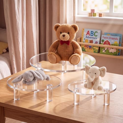 3 Pcs Round Acrylic Display Riser Clear (9'', 11'', 13'') in clear, alternate view 2