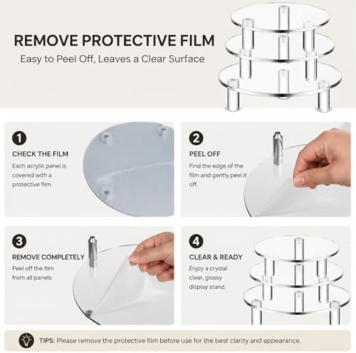 3 Pcs Round Acrylic Riser, Clear Round Display Stands in clear, alternate view 5