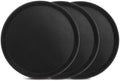 3 Pcs Round Serving Tray, 11 Inch Non Slip Surface Round Tray Black Server Tray Plastic Food Meals Server with