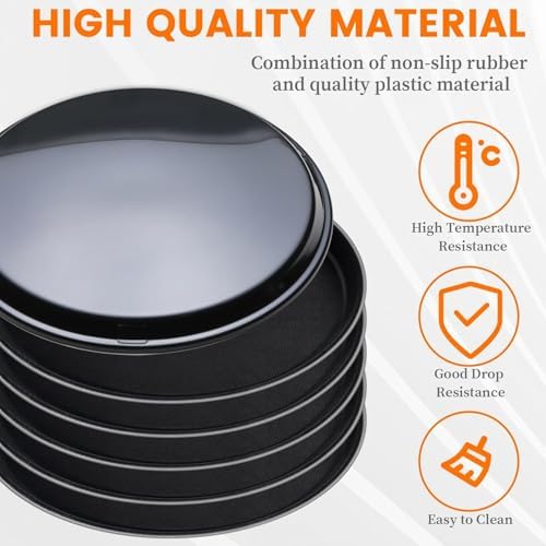 3 Pcs Round Serving Tray, 11 Inch Non Slip Surface Round Tray Black Server Tray Plastic Food Meals Server with, alternate