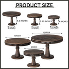 3 Pcs Round Wood Cake Stand Set Beaded Wooden Rustic Farmhouse Cupcake Pedestal Stand 8/10/12 Inch Dessert, alternate view 3