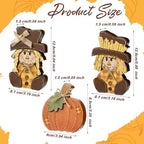 3 Pcs Rustic Fall Scarecrow Decorations Farm Pumpkin Friends Set, alternate view 3