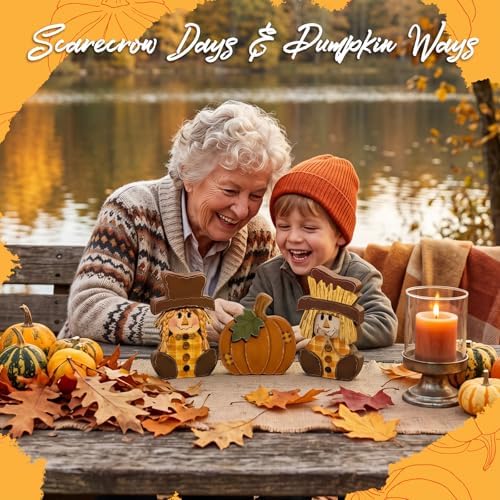 3 Pcs Rustic Fall Scarecrow Decorations Farm Pumpkin Friends Set, alternate view 5