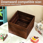 3 Pcs Rustic Wood Risers for Display, Square Nesting Cupcake Stands in burnt wood color, alternate view 6