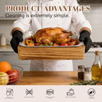3-Pcs Rustic Wooden Foil Pan Holder with 9x13 Disposable Aluminum Foil Pan, alternate view 3