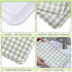 3 Pcs Sage Green Gingham Serving Trays 13 x 10 Inch Melamine Platter in 13 x 10 Inch in Sage Green, alternate view 4