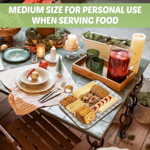 3 Pcs Sage Green Gingham Serving Trays 13 x 10 Inch Melamine Platter in 13 x 10 Inch in Sage Green, alternate view 5