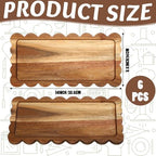 3 Pcs Scalloped Acacia Wood Serving Platters and Trays, 14 x 5.5 Inch Acacia Wood Serving Tray Charcuterie, alternate view 3