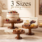 3 Pcs Scalloped Wooden Cake Stand Set Rustic Cupcake Stand, Wood in Wood, alternate view 2