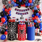 3 Pcs Spider Web Superhero Cylinder Cover Set, Spandex Pedestal Plinth Stand Covers for Boys Birthday Party, alternate view 2