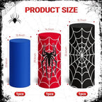 3 Pcs Spider Web Superhero Cylinder Cover Set, Spandex Pedestal Plinth Stand Covers for Boys Birthday Party, alternate view 3
