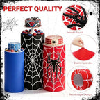 3 Pcs Spider Web Superhero Cylinder Cover Set, Spandex Pedestal Plinth Stand Covers for Boys Birthday Party, alternate view 4
