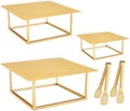 3 Pcs Square Gold Cake Stand Set, 8" 10" 12" Metal in Gold