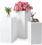 3 Pcs Square Pedestal Stands for Party, Metal Display Stands Pillars for Wedding Bridal Ceremony Baby Shower