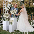 3 Pcs Square Pedestal Stands for Party, Metal Display Stands Pillars for Wedding Bridal Ceremony Baby Shower, alternate view