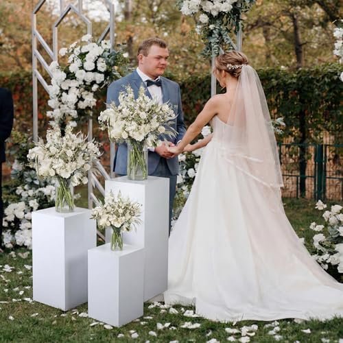3 Pcs Square Pedestal Stands for Party, Metal Display Stands Pillars for Wedding Bridal Ceremony Baby Shower, alternate view