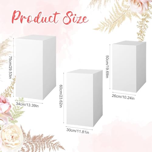 3 Pcs Square Pedestal Stands for Party, Metal Display Stands Pillars for Wedding Bridal Ceremony Baby Shower, alternate view