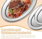 3 Pcs Stainless Steel Serving Tray Large Oval Platter Heavy Duty in Large in Silver, alternate view 5