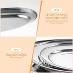 3 Pcs Stainless Steel Serving Tray Large Oval Platter Heavy Duty in Large in Silver, alternate view 6