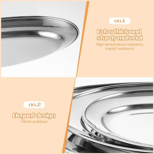 3 Pcs Stainless Steel Serving Tray Large Oval Platter Heavy Duty in Large in Silver, alternate view 6