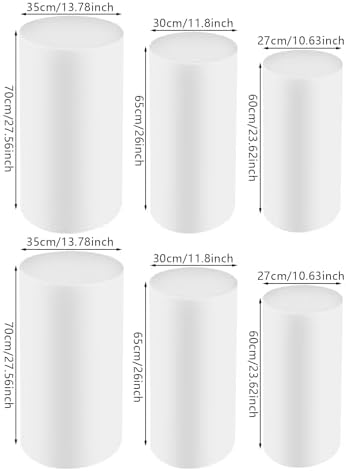3 PCS Tall Cylinder Pedestal Stand for Wedding, White in White, alternate view 3