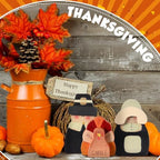 3 Pcs Thanksgiving Decor Fall Pilgrim Turkey Wooden Tabletop, alternate view 6