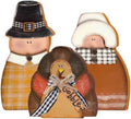 3 Pcs Thanksgiving Table Decor Wooden Turkey Pilgrim Couple