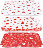 3 PCS Valentines Serving Trays 12.8 x 10 Inch Melamine Valentine Day Platters Reusable Valentines Party Trays