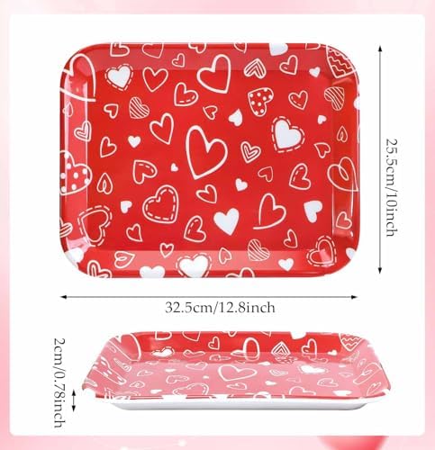 3 PCS Valentines Serving Trays 12.8 x 10 Inch Melamine Valentine Day Platters Reusable Valentines Party Trays, alternate view