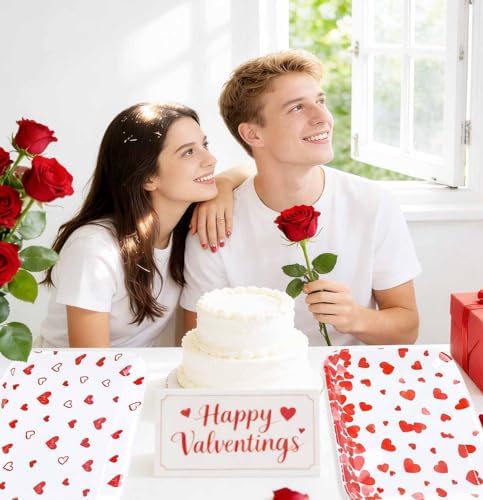 3 PCS Valentines Serving Trays 12.8 x 10 Inch Melamine Valentine Day Platters Reusable Valentines Party Trays, alternate view