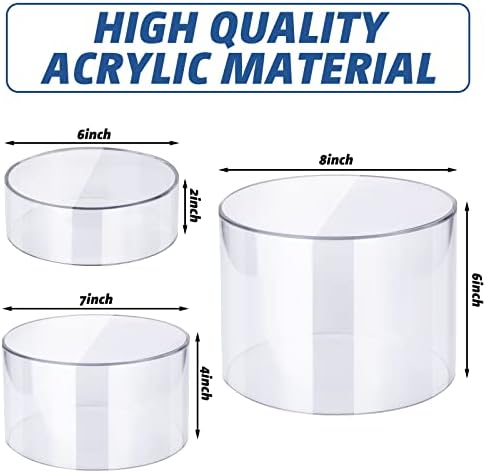 3 Pcs White Acrylic Riser for Display Stand Round Cake Dessert Stand in Clear, alternate view 2