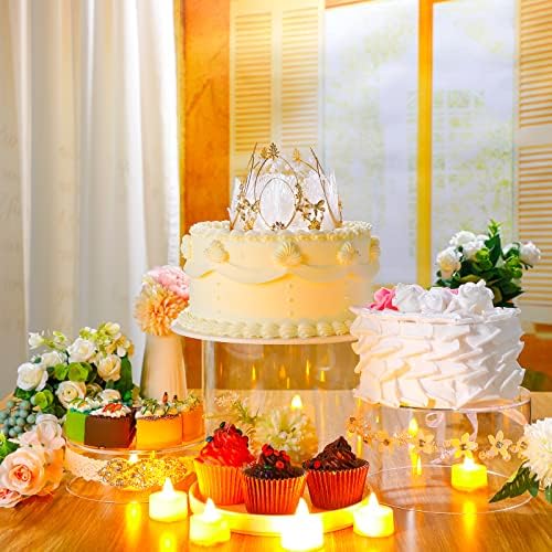 3 Pcs White Acrylic Riser for Display Stand Round Cake Dessert Stand in Clear, alternate view 3
